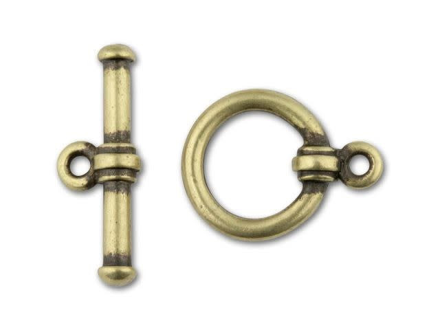 TierraCast Oxidized Brass-Plate Bar & Ring Clasp Set