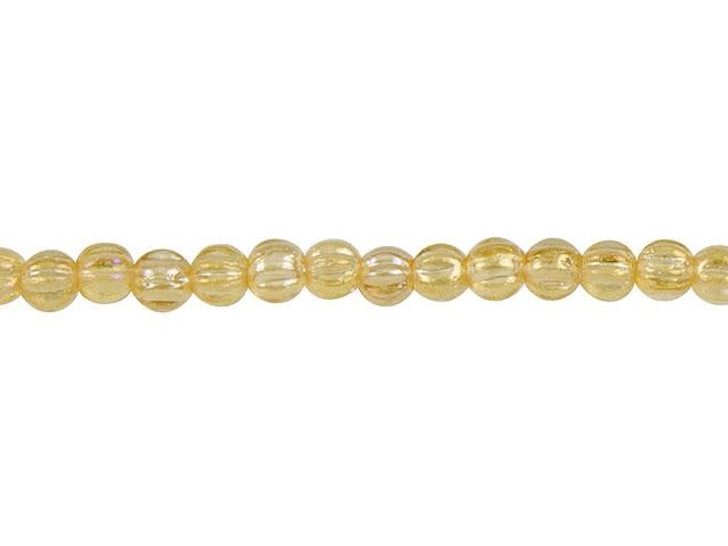 Czech Glass 3mm Luster Iris Topaz Melon Bead Strand by Starman