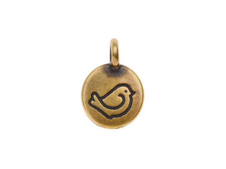 TierraCast Oxidized Brass-Plate Fat Bird Charm