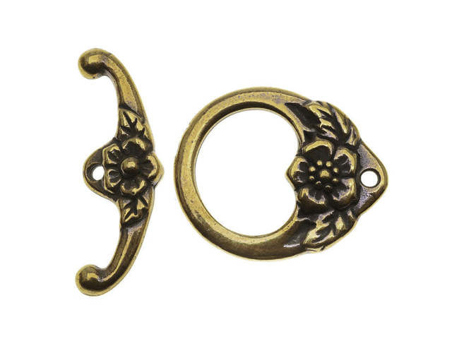 TierraCast Oxidized Brass-Plate Floral Toggle Clasp