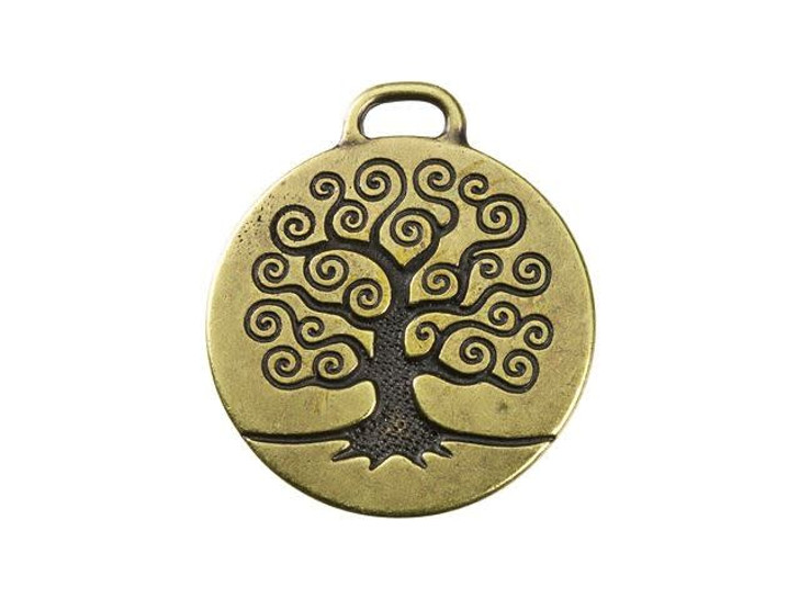 TierraCast Oxidized Brass-Plate Large Tree of Life Round Charm TierraCast Oxidized Brass-Plate Large Tree of Life Round Charm