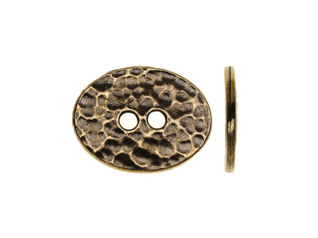 TierraCast Oxidized Brass-Plate Oval Distressed Button