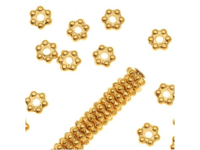 TierraCast Gold 3mm Beaded Heishi Daisy Spacer