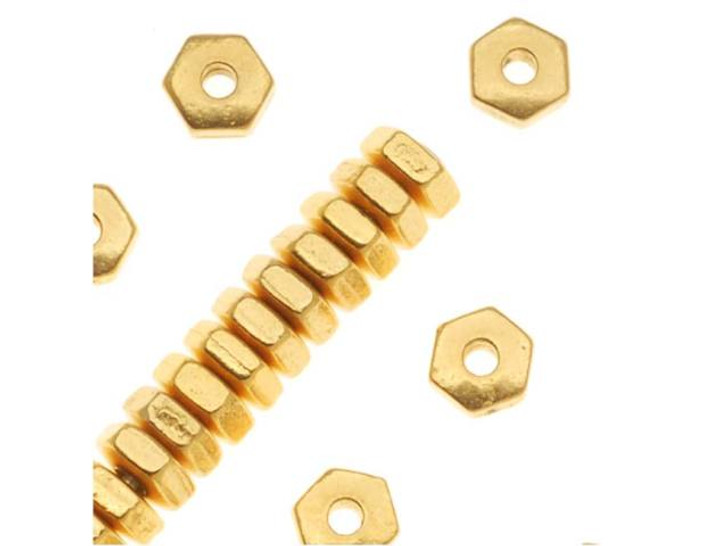 TierraCast Gold 4mm Hex Heishi Spacer