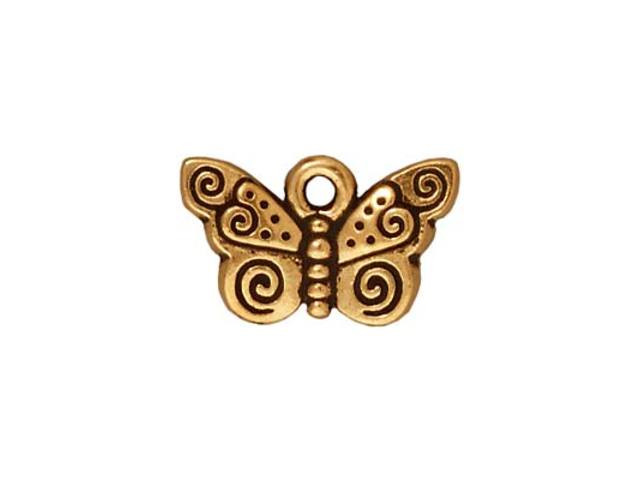 TierraCast Gold Antique Spiral Butterfly Charm