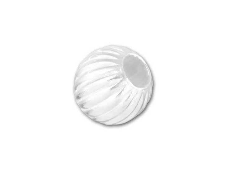 6mm Sterling Silver Corrugated Round Bead