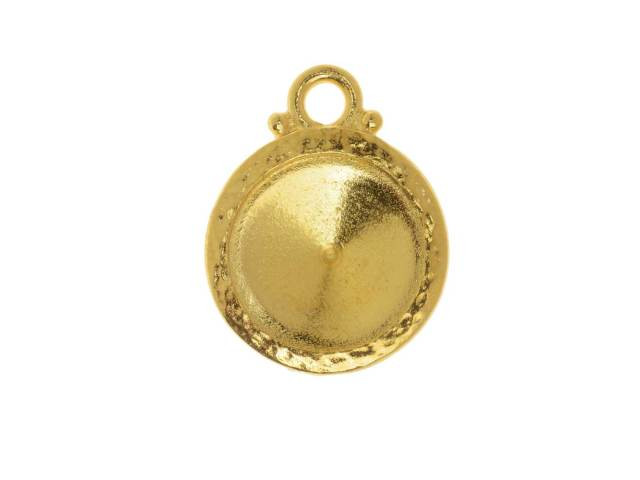 TierraCast Gold-Plated Pewter 12mm Rivoli Hammered Bezel Charm