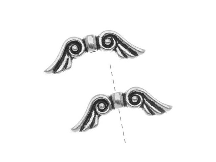 TierraCast Silver Antique Angel Wings Bead