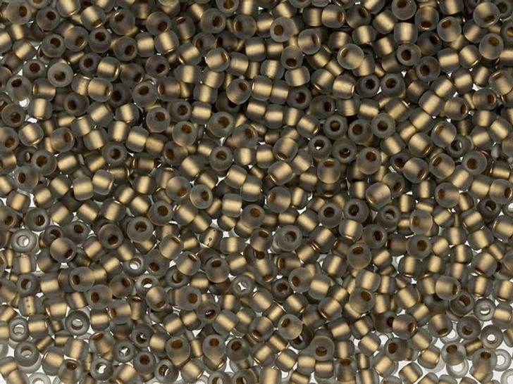 TOHO 11/0 Round Seed Bead 24K Gold-Lined Frosted Black Diamond, 2.5-Inch Tube