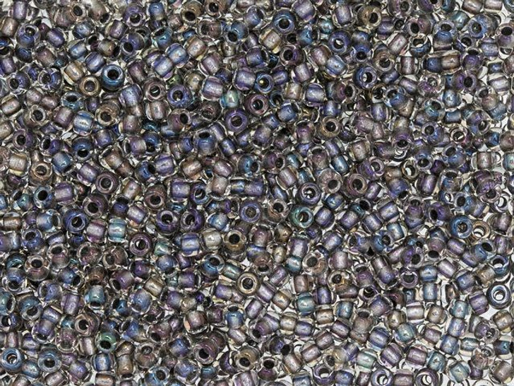 TOHO 11/0 Round Seed Bead Inside-Color 24K Gold Luster Crystal/Opaque Gray-Lined, 2.5-Inch Tube
