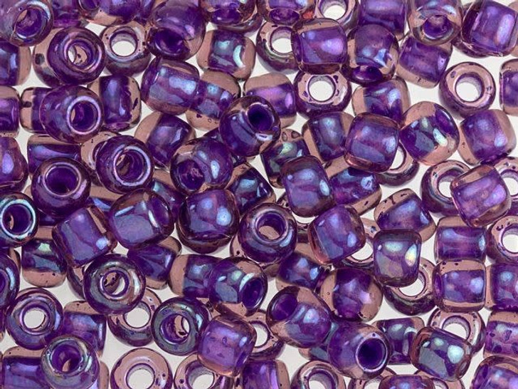 TOHO 3/0 Inside-Color Rainbow Rosaline/Opaque Purple-Lined Round Bead 2.5-Inch Tube