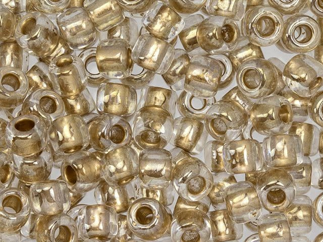 TOHO 3/0 Round Seed Bead 24K Gold-Lined Crystal, 2.5-Inch Tube