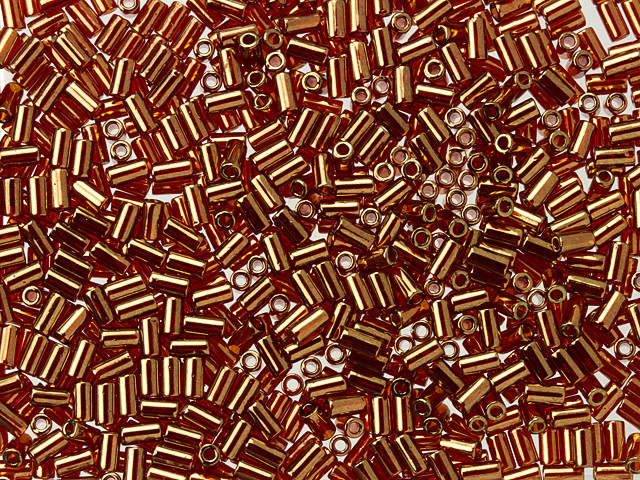 TOHO 3mm Bugle Beads Gold-Lustered African Sunset 2.5-Inch Tube