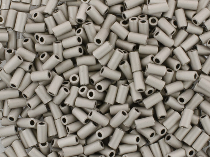 TOHO 3mm Bugle Beads Metallic Frosted Antique Silver 2.5-Inch Tube