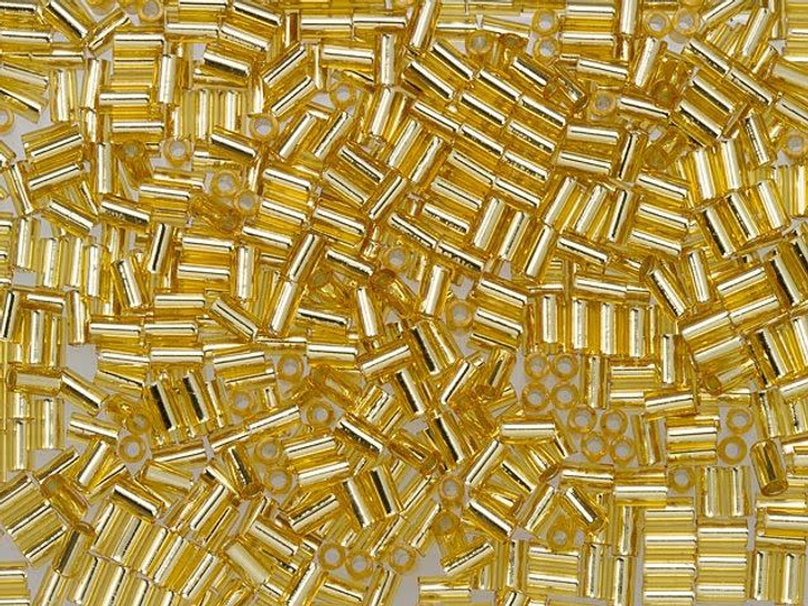TOHO 3mm Bugle Beads Silver-Lined Medium Topaz 2.5-Inch Tube