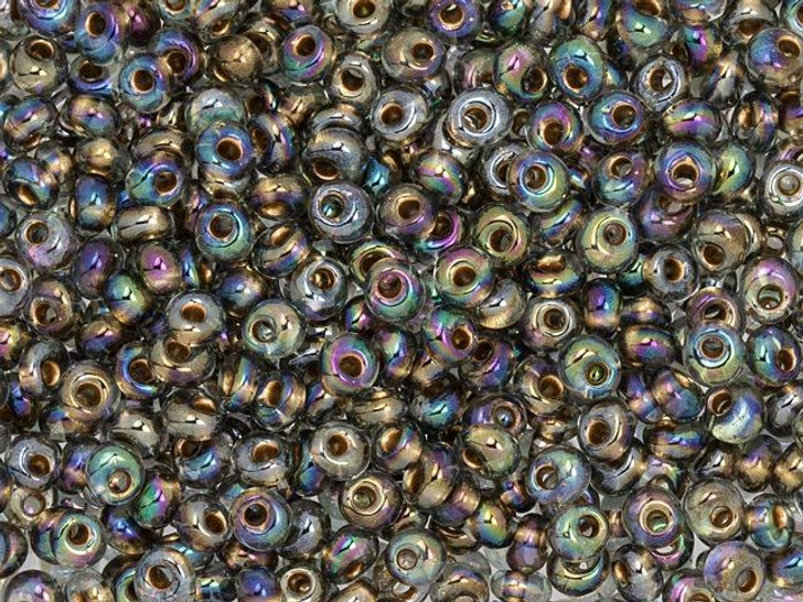 TOHO 3mm Magatama Seed Bead 24K Gold-Lined Rainbow Black Diamond, 2.5-Inch Tube