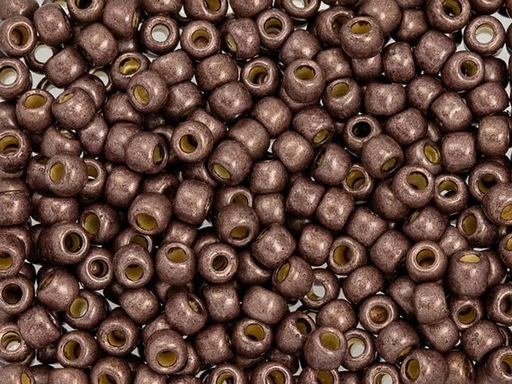 TOHO 6/0 PermaFinish Galvanized Matte Mocha Frost Round Bead 2.5-Inch Tube
