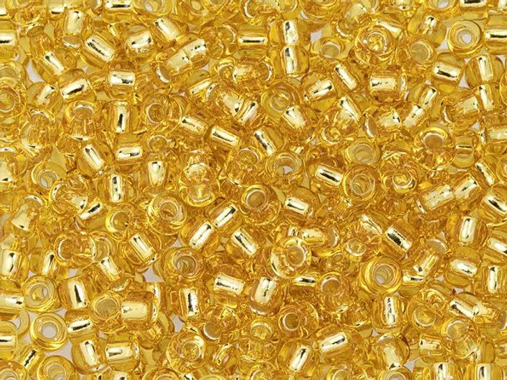 TOHO 6/0 PermaFinish Silver-Lined Transpaent Lt Topaz Round Bead 2.5-Inch Tube