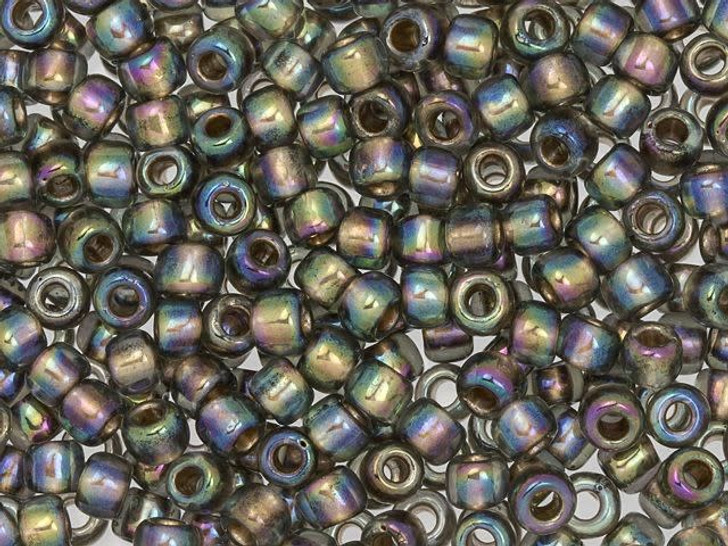 TOHO 6/0 Round Seed Bead 24K Gold-Lined Rainbow Black Diamond, 2.5-Inch Tube
