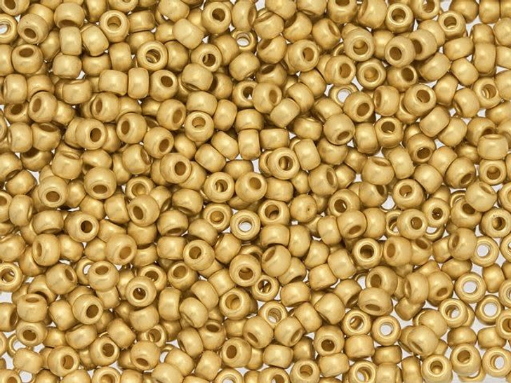 TOHO 8/0 Round Seed Bead Metallic Frosted 24K Gold-Plated, 2.5-Inch Tube