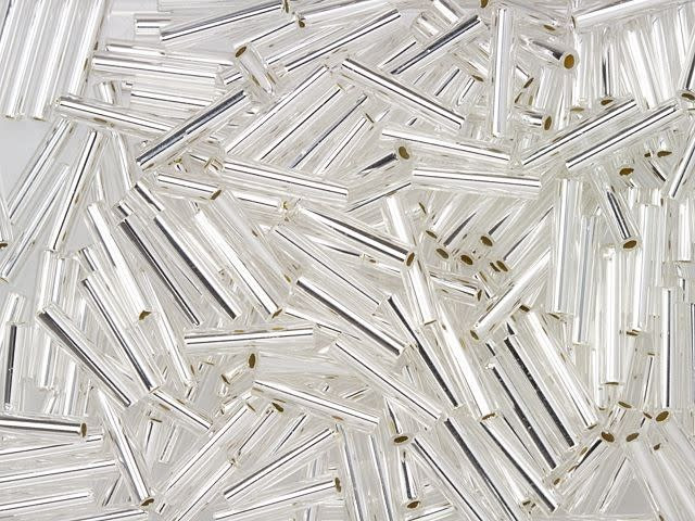TOHO 9mm Bugle Beads Silver-Lined Crystal 2.5-Inch Tube