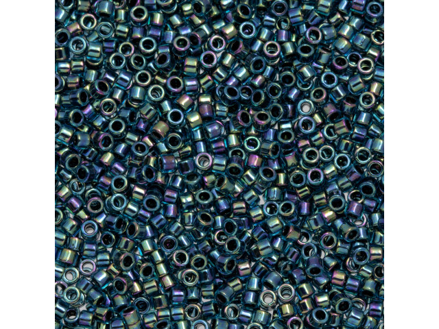 TOHO Aiko 11/0 Jet-Lined Aqua Precision Cylinder Seed Beads, 4g Pack