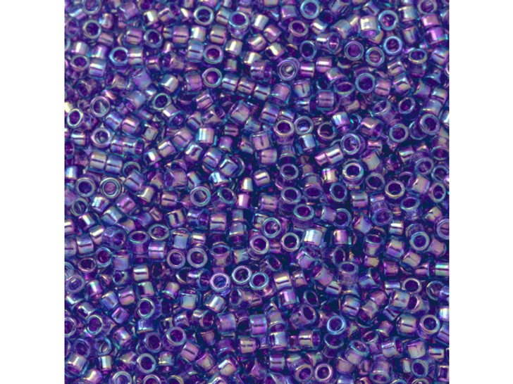 TOHO Aiko 11/0 Purple-Lined Aqua Rainbow Precision Cylinder Seed Beads, 4g Pack