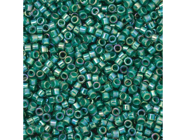 TOHO Aiko 11/0 Teal-Lined Lt Sapphire Rainbow Precision Cylinder