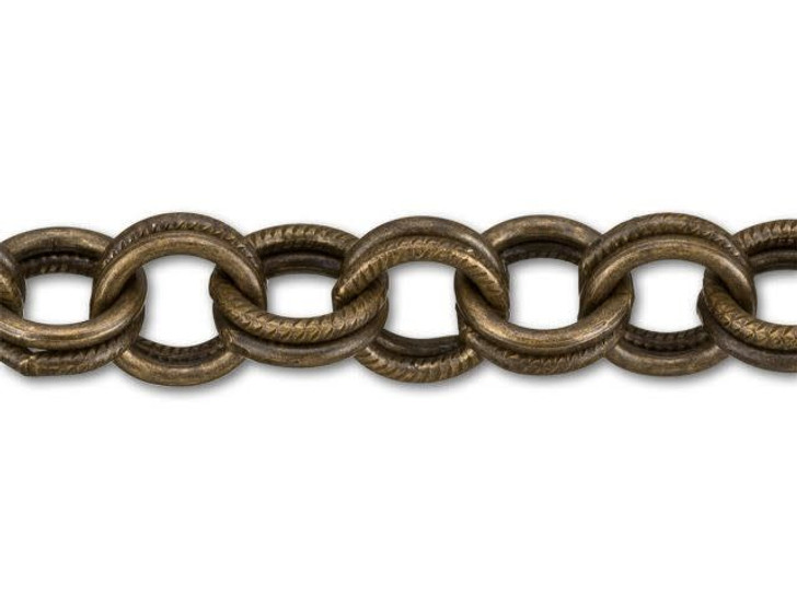 8.5mm Brass Oxidized Brass Textured Double Cable Chain by the Foot