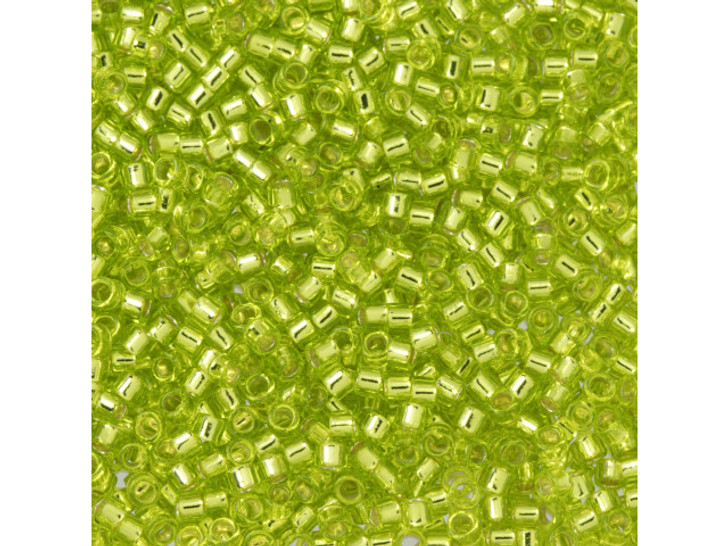 TOHO Aiko 11/0 Transparent Silver-Lined Lime Green Precision Cylinder Seed Beads, 4g Pack