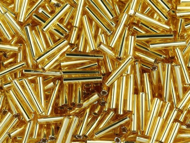 TOHO Bead Bugle 9mm Silver-Lined Medium Gold, 2.5-Inch Tube