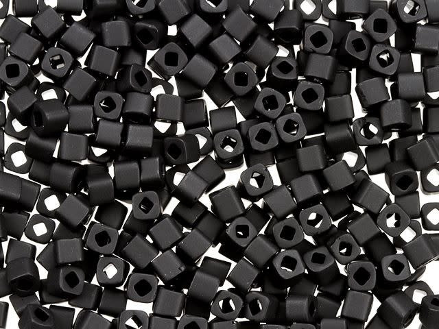 TOHO Bead Cube 3mm Frosted Opaque Jet 2.5-Inch Tube