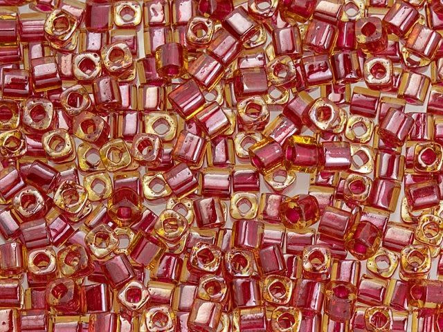 TOHO Bead Cube 3mm Inside-Color Light Topaz/Pomegranate-Lined 2.5-Inch Tube