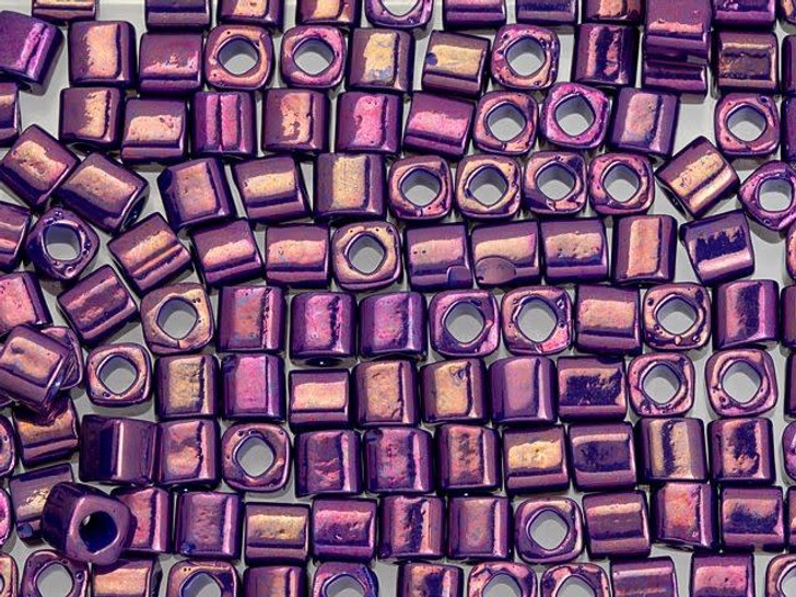 TOHO Bead Cube 4mm Higher-Metallic Grape 2.5-Inch Tube