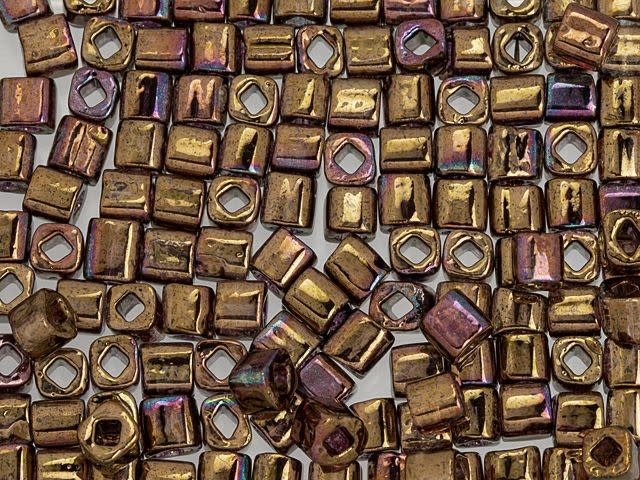 TOHO Bead Cube 4mm Hybrid Topaz Bronze Vega 2.5-Inch Tube