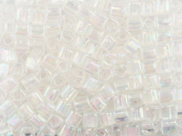 TOHO Bead Cube 4mm Trans-Rainbow Crystal 2.5-Inch Tube