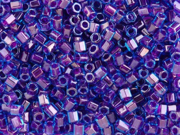 TOHO Bead Hex 8/0 Purple Lined Aqua 2.5-Inch Tube