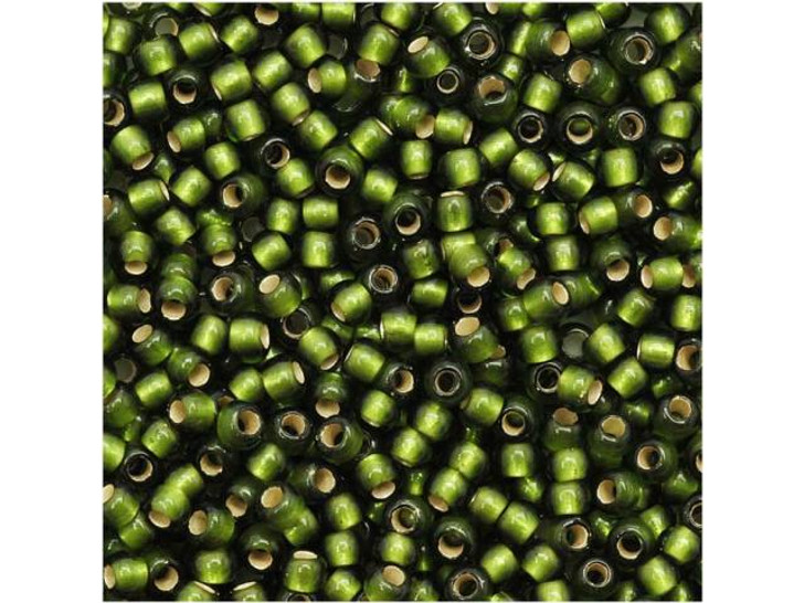 TOHO Bead Round 11/0 Frosted Silver-Lined Olivine, 2.5-Inch Tube