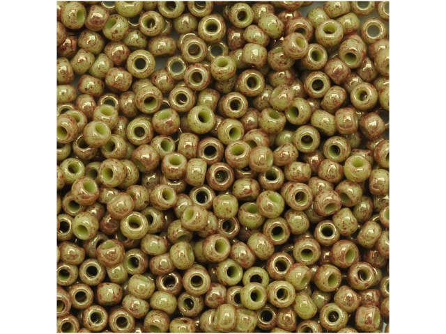 TOHO Bead Round 11/0 Marbled Opaque Avocado/Pink, 2.5-Inch Tube