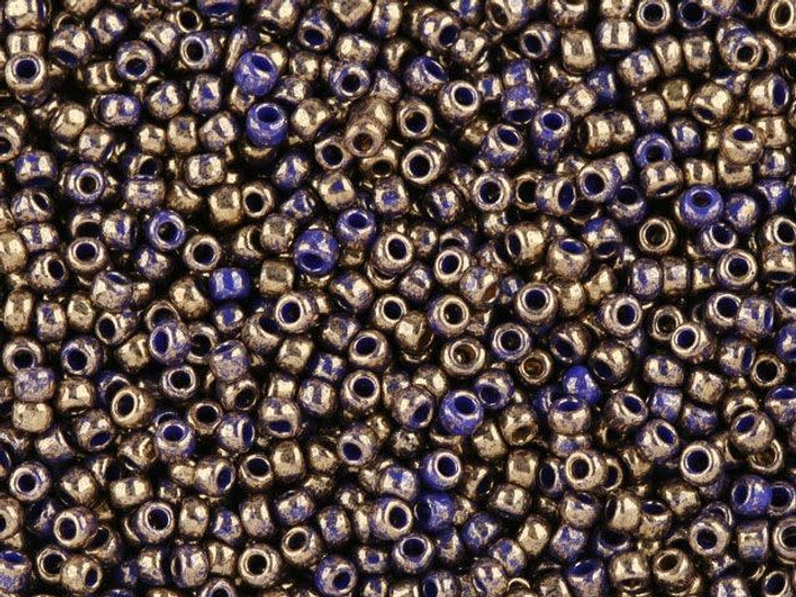TOHO Bead Round 11/0 Marbled Opaque Cobalt Blue, 2.5-Inch Tube