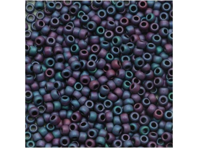 TOHO Bead Round 11/0 Matte Raku Blue/Plum Iris, 2.5-Inch Tube