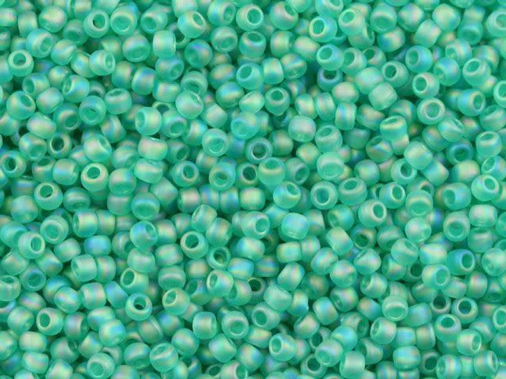 TOHO Bead Round 11/0 Trans-Rainbow-Frosted Dark Peridot, 2.5-Inch Tube