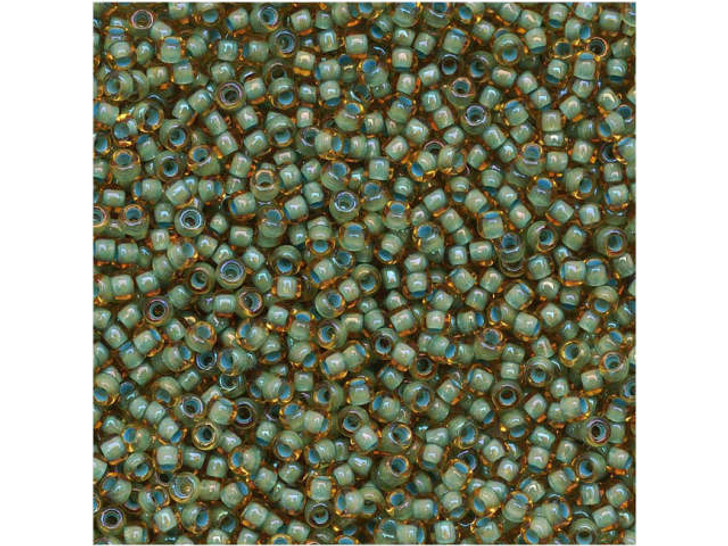 TOHO Bead Round 15/0 Aqua Lined Yellow, 2.5-Inch Tube