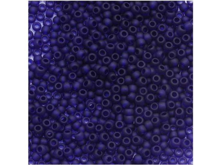 TOHO Bead Round 15/0 Frosted Transparent Dark Sapphire, 2.5-Inch Tube
