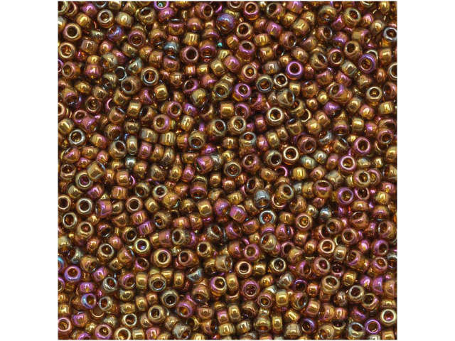 TOHO Bead Round 15/0 Gold Lustered Dark Topaz 2.5-Inch Tube
