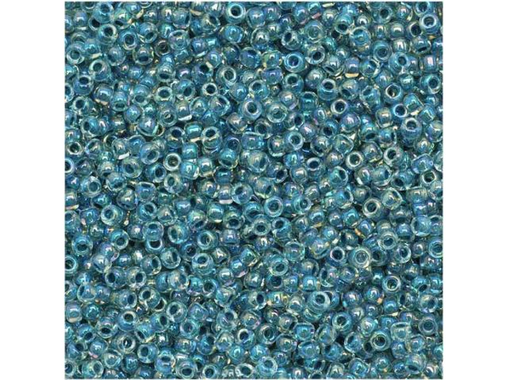 TOHO Bead Round 15/0 Montana Blue Lined Crystal AB, 2.5-Inch Tube
