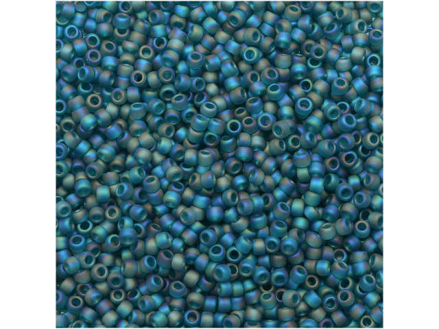 TOHO Bead Round 15/0 Transparent Frosted-Rainbow Teal 2.5-Inch Tube