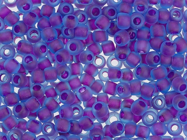TOHO Bead Round 6/0 Purple-Lined Frosted Aquamarine 2.5-Inch Tube