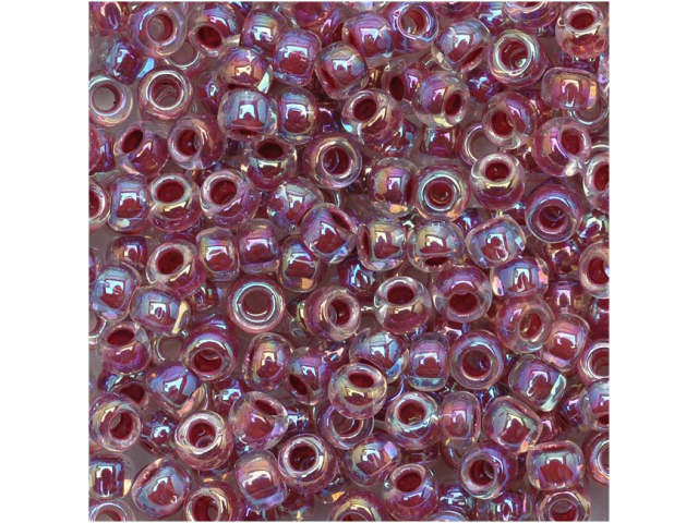 TOHO Bead Round 8/0 Color-Lined Crystal/Strawberry Lined, 2.5-Inch Tube