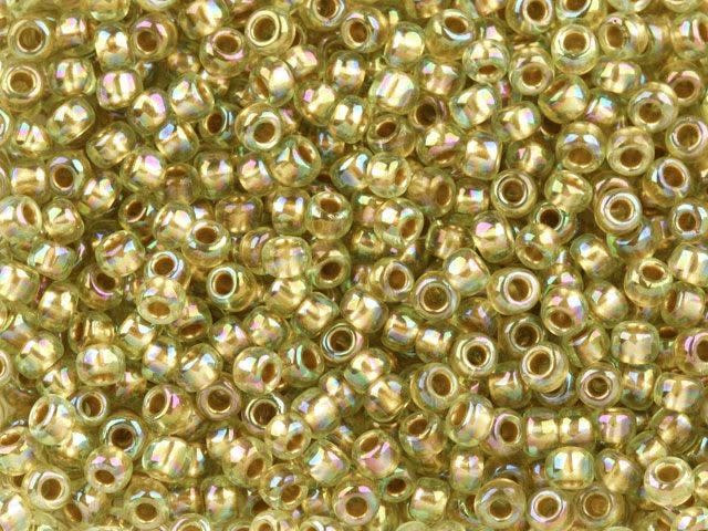 TOHO Bead Round 8/0 Dichroic Lined Jonquil Yellow Rainbow, 2.5-Inch Tube